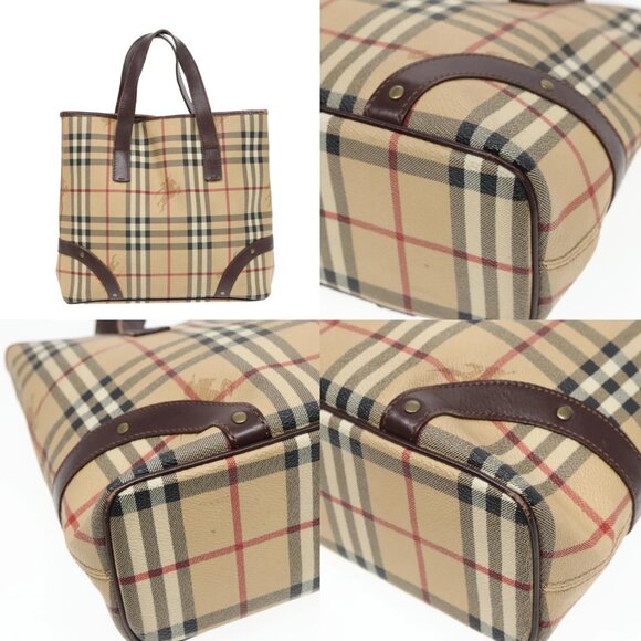 BURBERRY Nova Check Hand Bag PVC Beige Auth 93196 - Picture 14 of 14